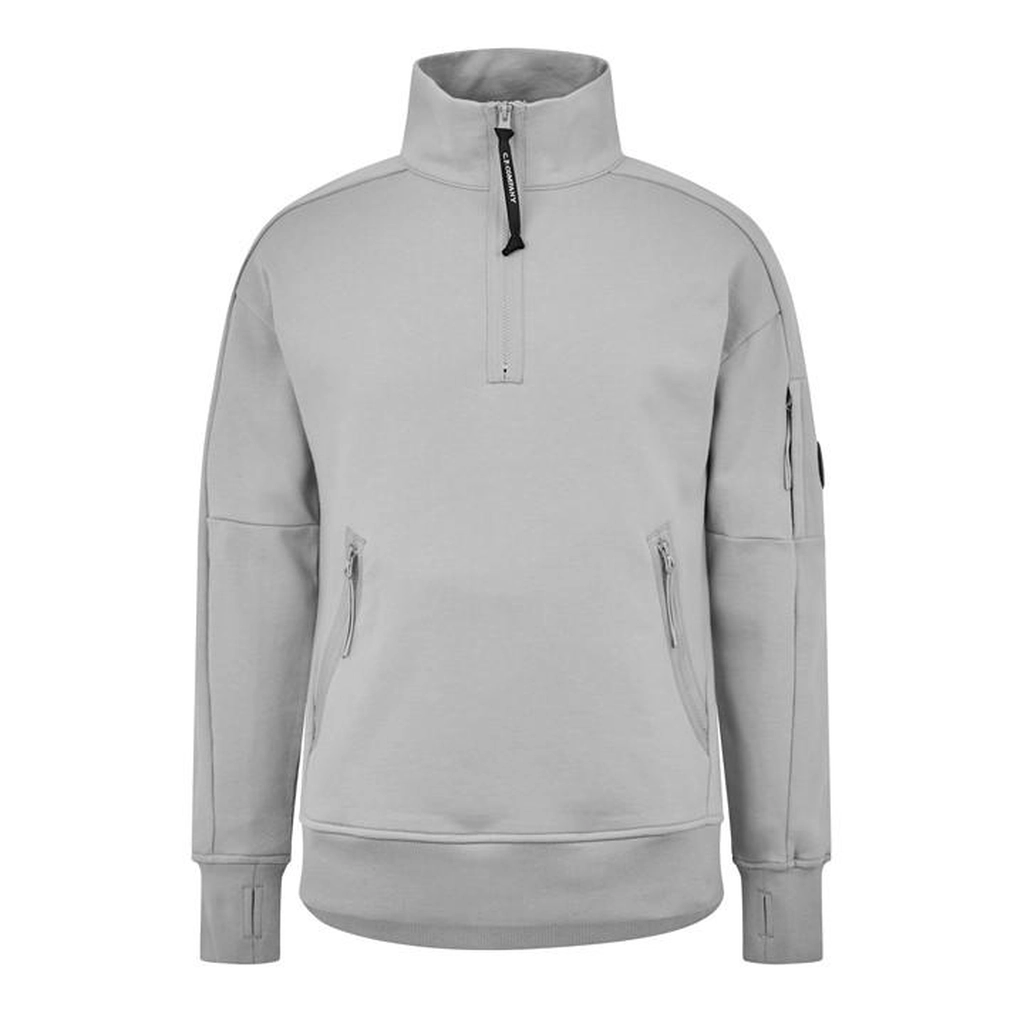 CP Company Lens Arm Quarter Zip Sweatshirt - Grey